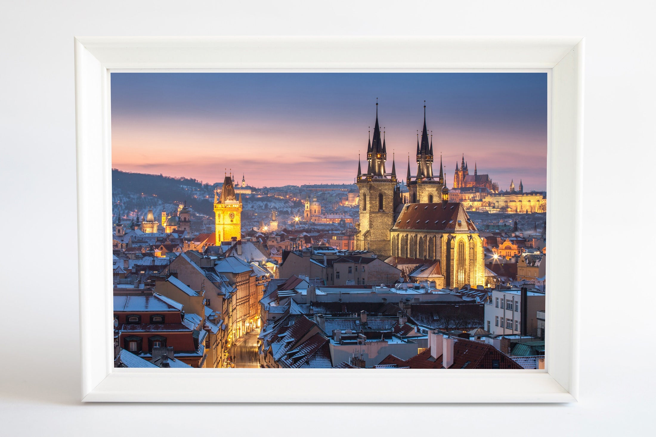 Panoramic Winter View of Prague Old Town & Hradcany Castle – Unframed Fine Art Print