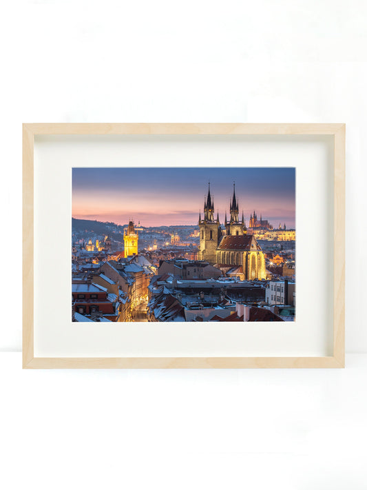 Panoramic Winter View of Prague Old Town & Hradcany Castle – Unframed Fine Art Print