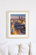 Load image into Gallery viewer, Prague Old Town & Hradčany Castle on a Winter Night – Unframed Fine Art Print