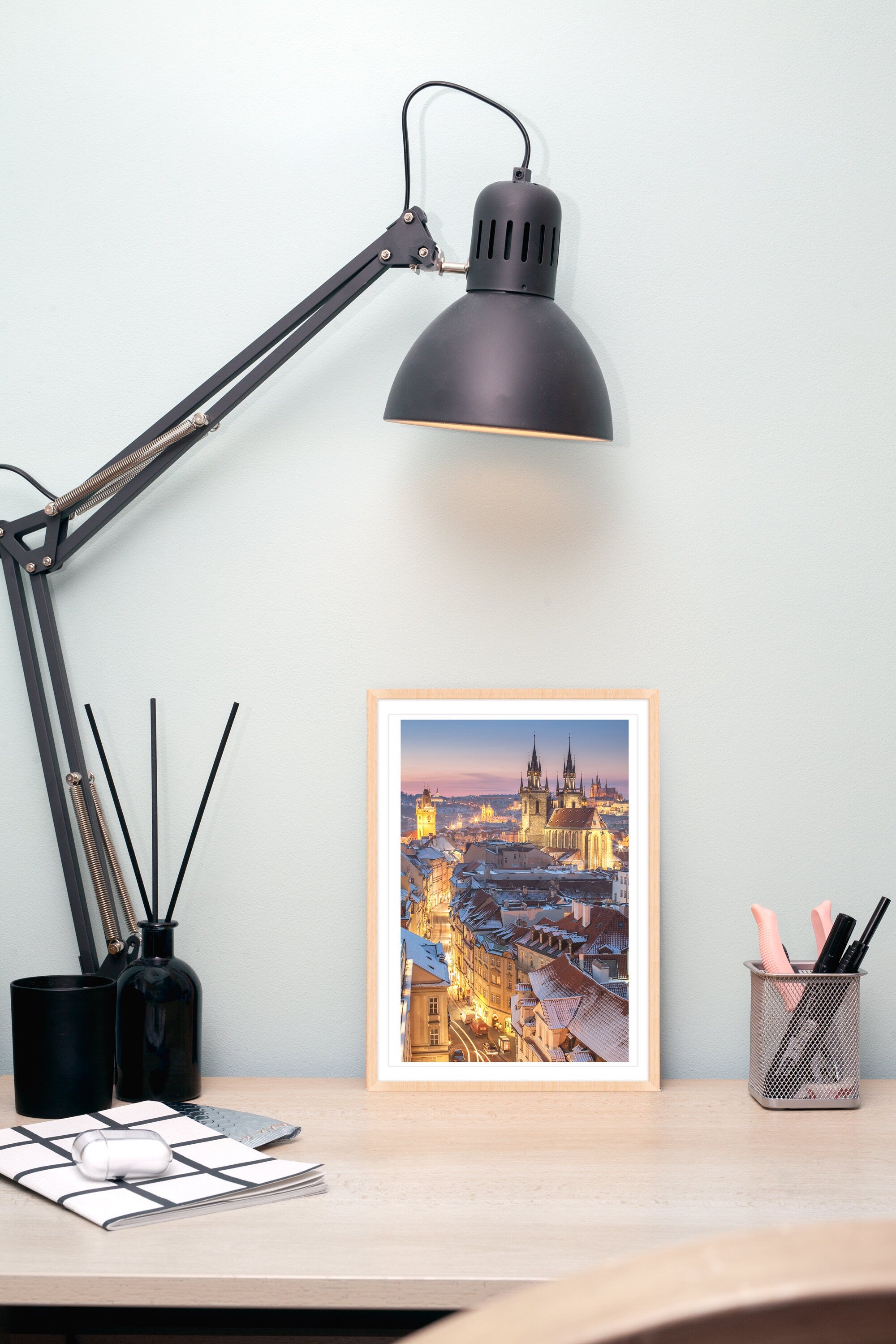 Prague Old Town & Hradčany Castle on a Winter Night – Unframed Fine Art Print