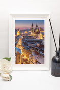 Load image into Gallery viewer, Prague Old Town & Hradčany Castle on a Winter Night – Unframed Fine Art Print