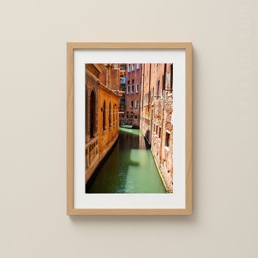 Quiet Canal Between Brick Facades — Venice Fine Art Print