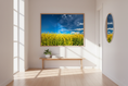 Bild in Galerie-Betrachter laden, Sunny rapeseed field stretching to the horizon beneath a clear blue sky, ideal photo poster decor