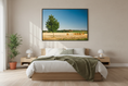 Bild in Galerie-Betrachter laden, Rural European landscape print showing a wheat field, hay bales, and a lone tree