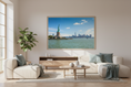 Load image into Gallery viewer, Statue of Liberty & NYC Skyline — Fattrol fine art photography print, framed in interior