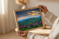 Load image into Gallery viewer, Panoramic photo of Alsace wine region at sunset with colorful sky and scenic hills