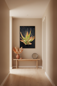 Bild in Galerie-Betrachter laden, Contemporary botanical wall art featuring aloe vera with orange tips on black stone background.
