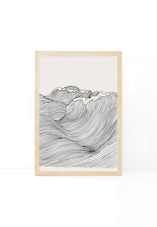 Waves in Line Art – Modern Minimalist Abstract Poster Print