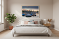 Load image into Gallery viewer, Fraumünster Spire at Sunset, Zurich — Fattrol fine art photography print, framed in interior