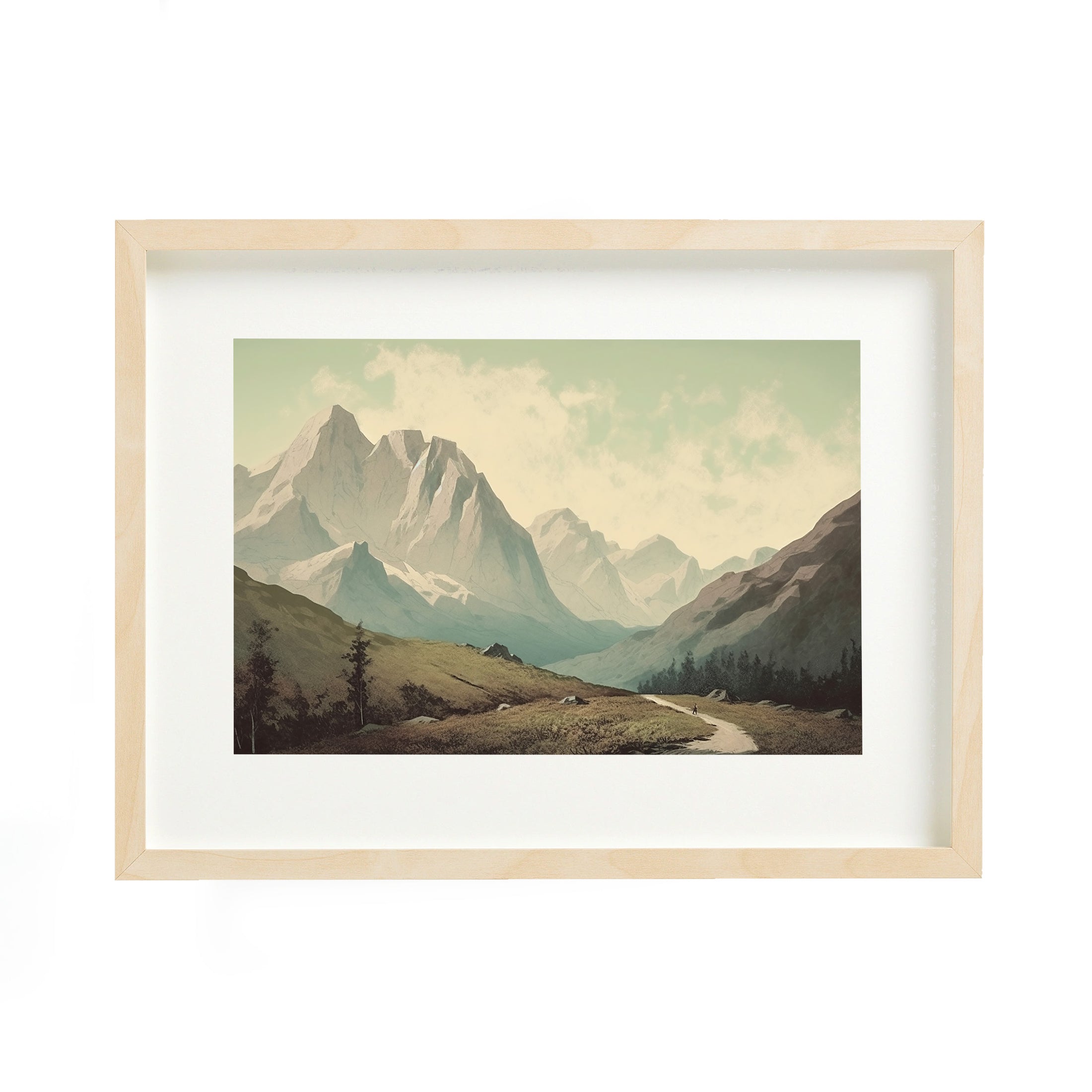Vintage Mountain Landscape Print