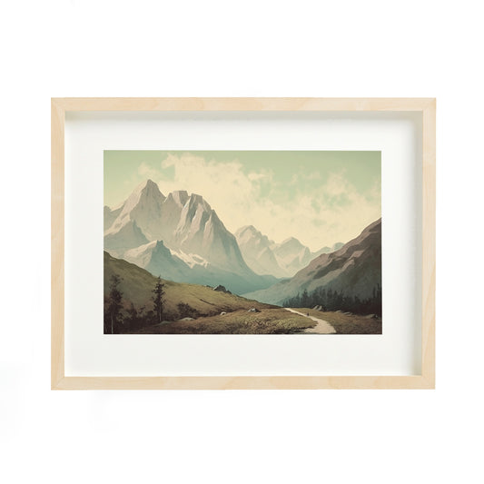 Vintage Mountain Landscape Print