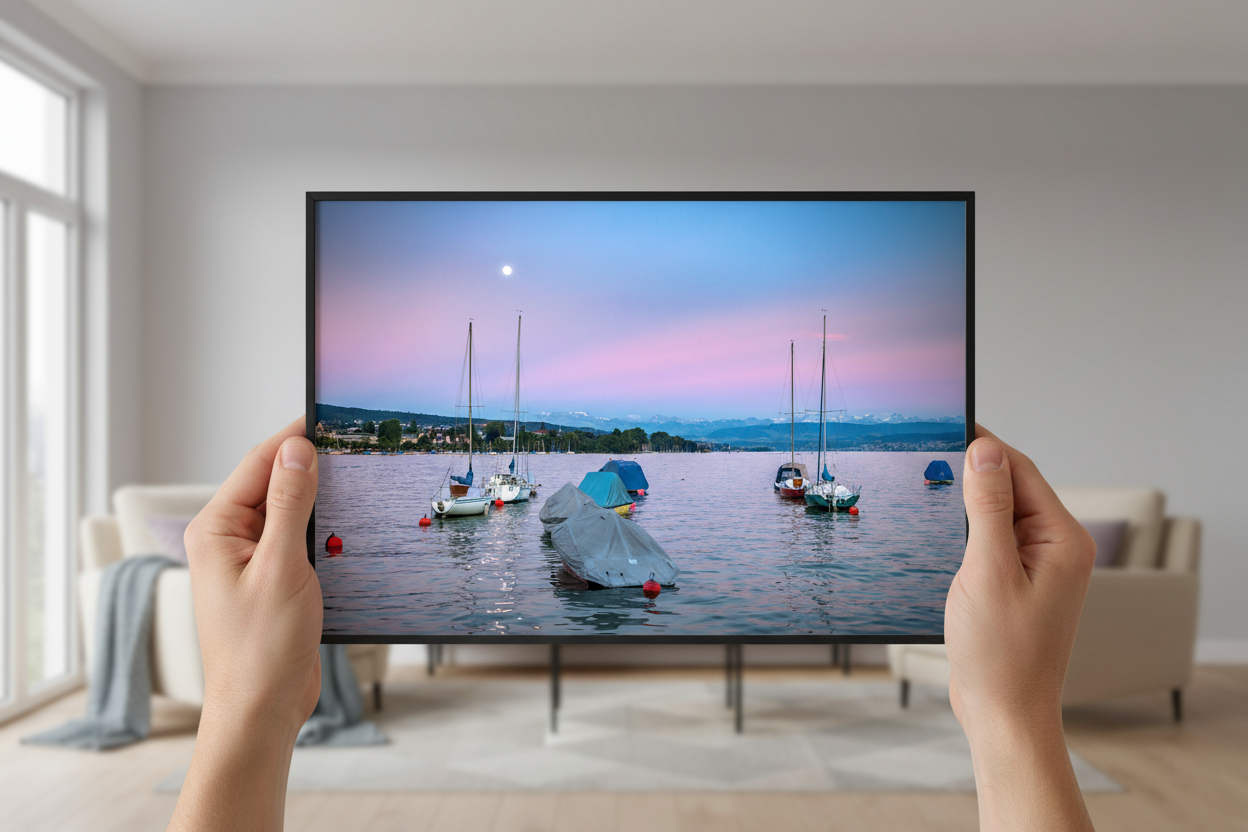 Lake Zurich sailboats moonlit sunset — 2026 travel wall art trend