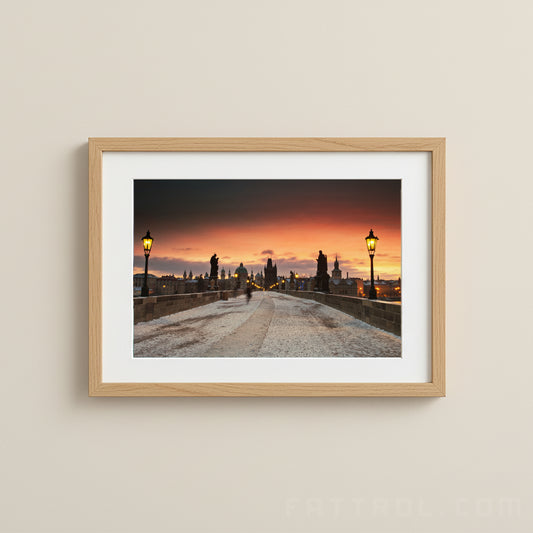Charles Bridge at Winter Sunrise – Prague Fine Art Photography Print