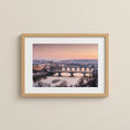 Load image into Gallery viewer, Winter view of Prague’s bridges over the Vltava River at dusk — fine art print.
