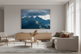 Load image into Gallery viewer, Moody alpine mountain range under dark storm clouds, fine art wall print.
