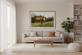 Load image into Gallery viewer, Living room with a cow painting on the wall above a sofa.
