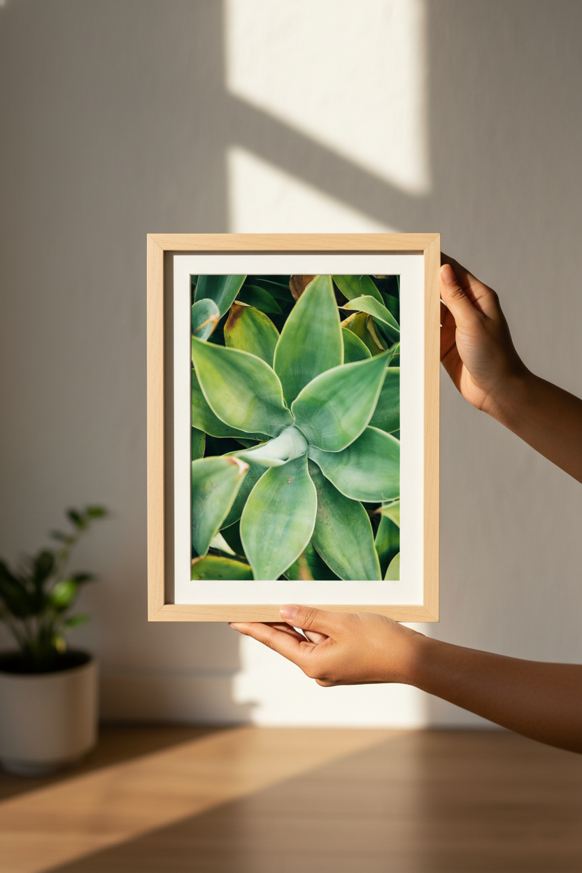 Minimalist agave plant print ideal for eco-style and Scandinavian decor