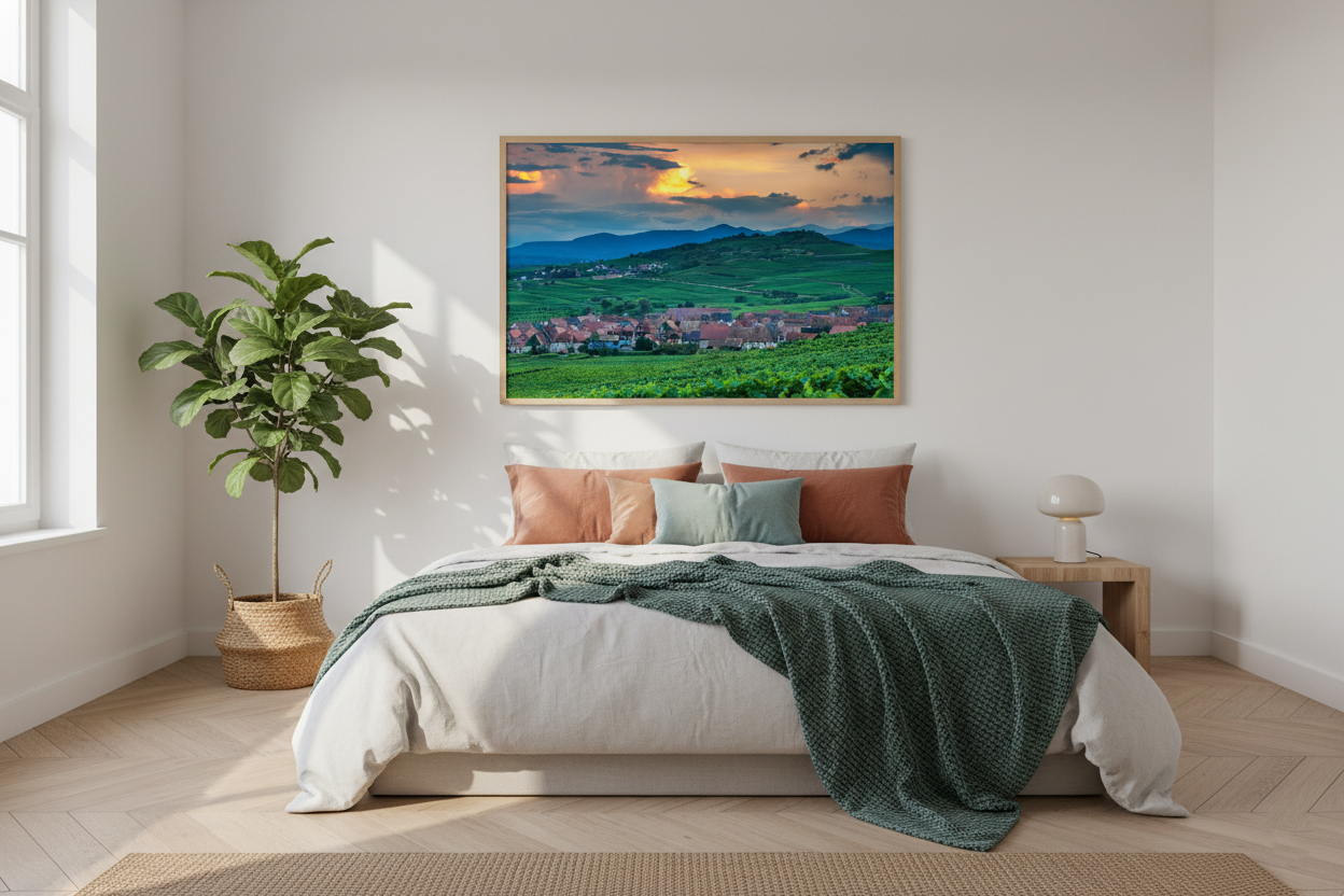 Vineyard Village at Sunset, Saint-Hippolyte — archival fine art print on museum-grade paper