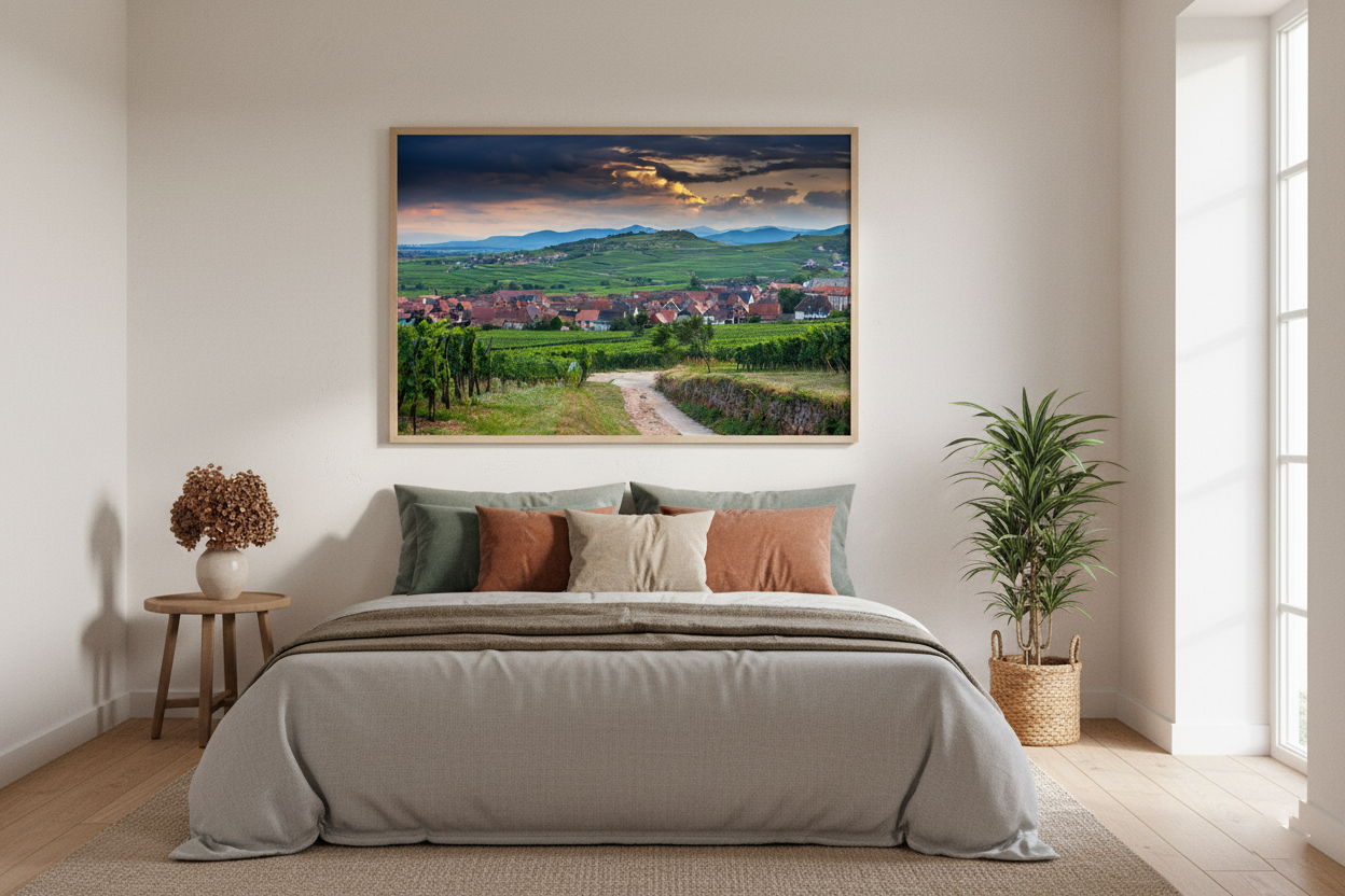 Alsace Vineyards, Saint-Hippolyte — Fattrol fine art photography print, framed in interior
