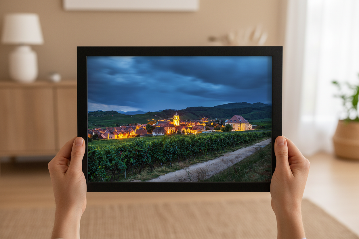 Alsace Village & Vineyards, Saint-Hippolyte — Fattrol fine art photography print, framed in interior