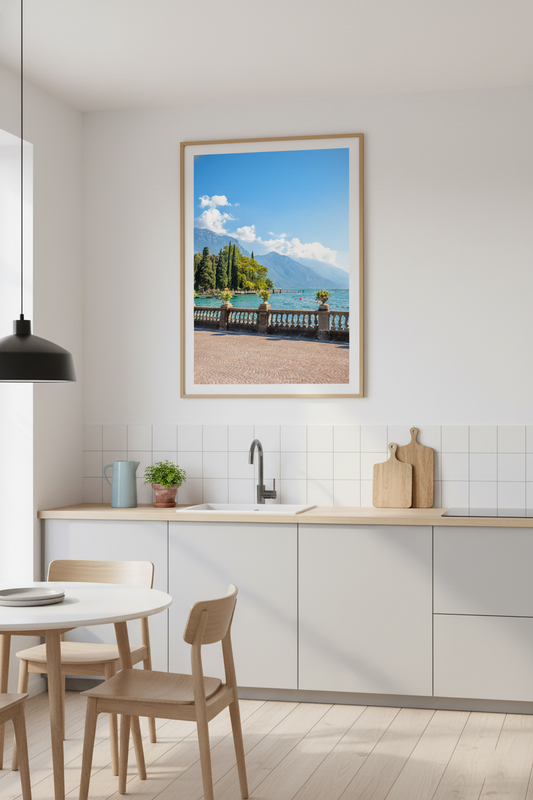 Scenic view of Lake Garda in Riva del Garda, Italy with mountains and blue water