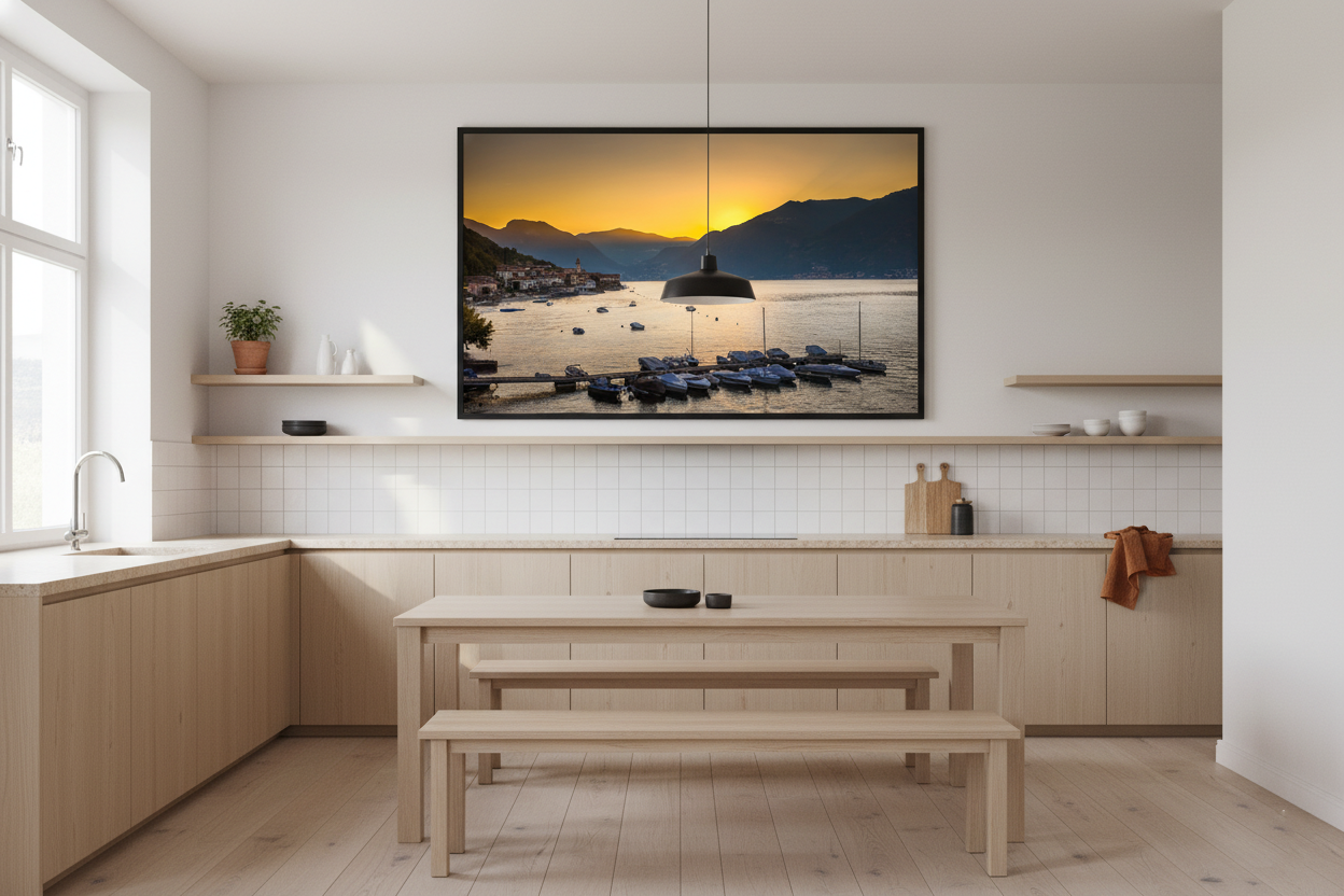 Sunset Boats on Lake Como — archival fine art print on museum-grade paper