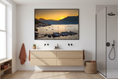 Load image into Gallery viewer, Sunset Boats on Lake Como — Fattrol fine art photography print, framed in interior
