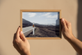 Load image into Gallery viewer, Minimalist landscape photo print of a winding road through volcanic hills
