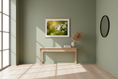 Load image into Gallery viewer, Nature photography print of a bee pollinating bright white petals on a branch
