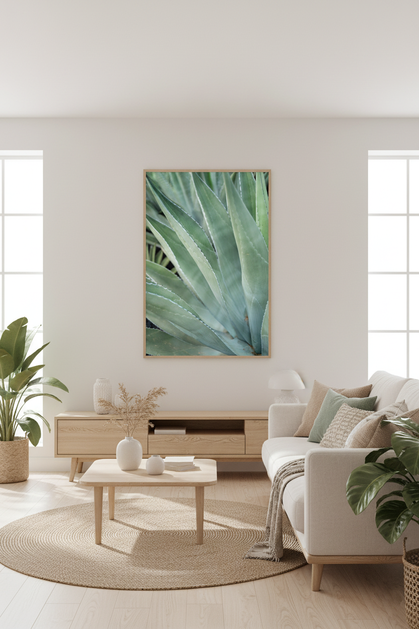 Nature photography print capturing the geometry and texture of desert plant foliage