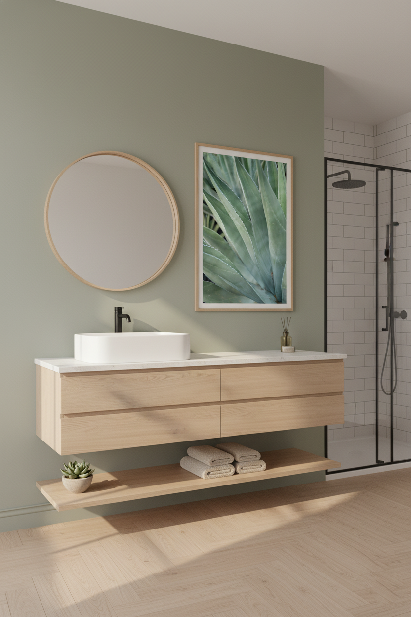Green succulent leaf close-up poster bringing a soothing botanical touch to modern interiors