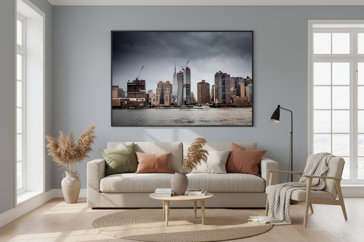 Empire State Building Skyline, New York — Fattrol fine art photography print, framed in interior