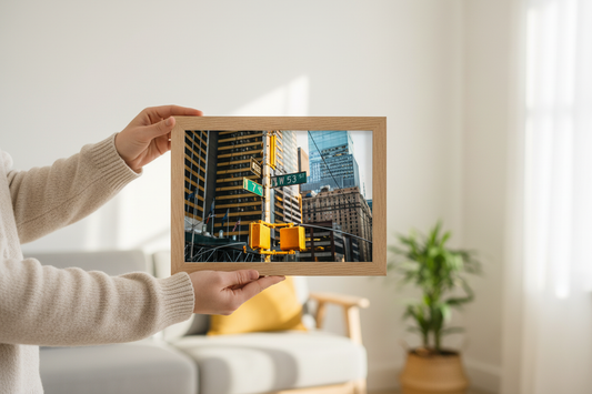 W 53rd St & 7th Ave Street Signs, NYC — archival fine art print on museum-grade paper