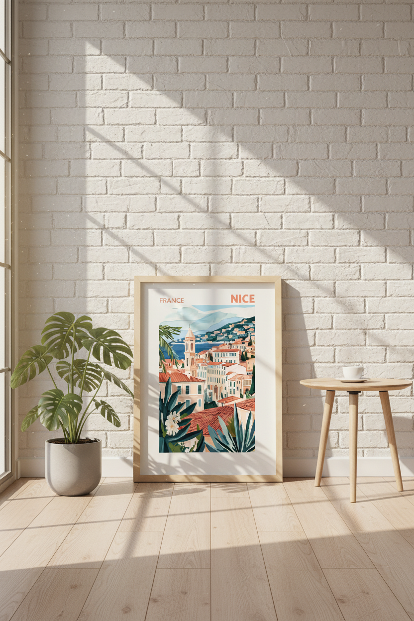 Nice France Travel Poster – Fine Art Print of the French Riviera