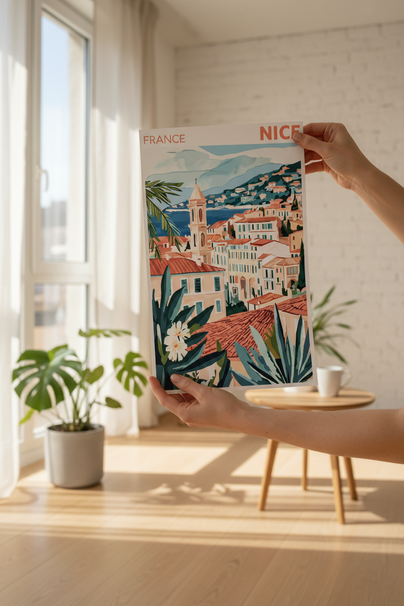 Nice France Travel Poster – Fine Art Print of the French Riviera