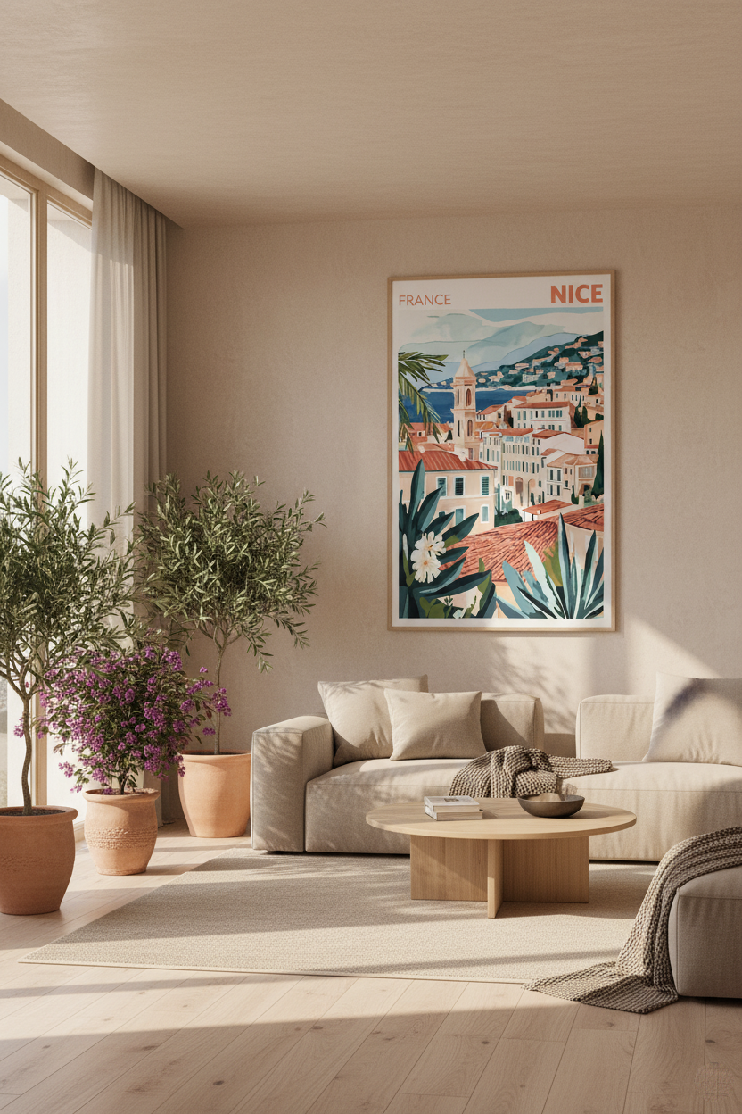 Nice France Travel Poster – Fine Art Print of the French Riviera