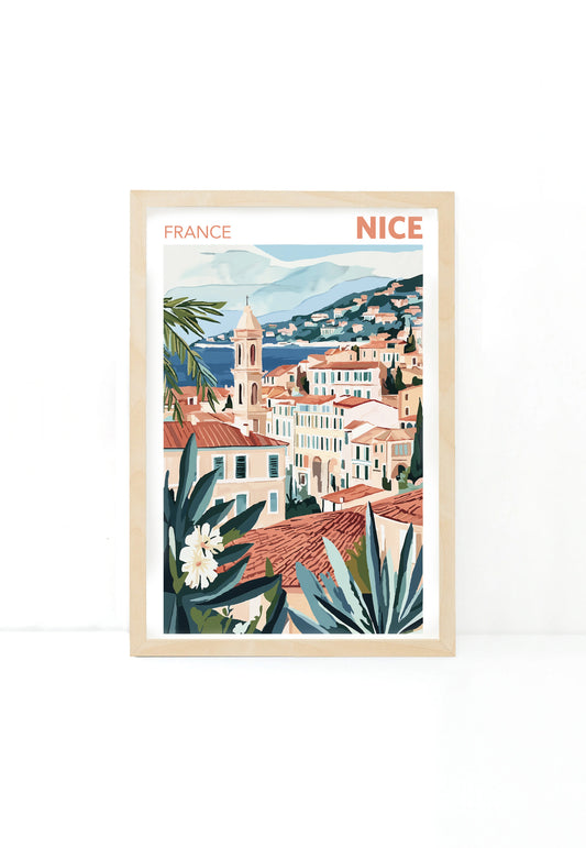 Nice France Travel Poster – Fine Art Print of the French Riviera