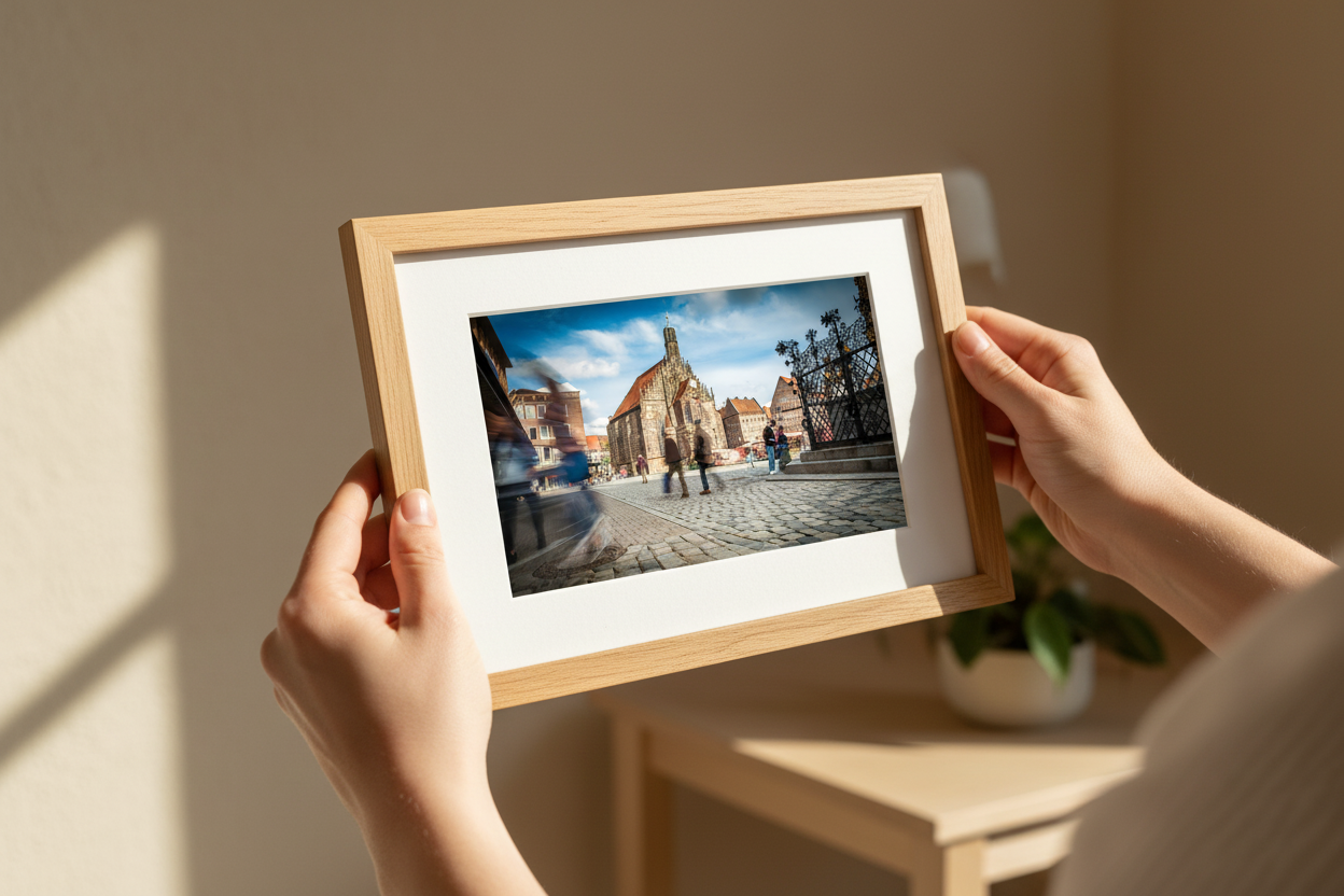 Frauenkirche & Hauptmarkt, Nuremberg — Fattrol fine art photography print, framed in interior