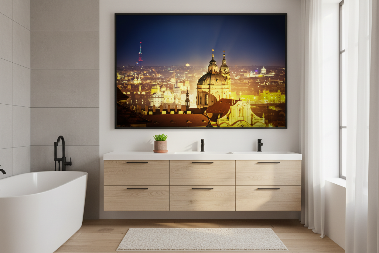 Prague Night Skyline – St. Nicholas Church Fine Art Photography Print