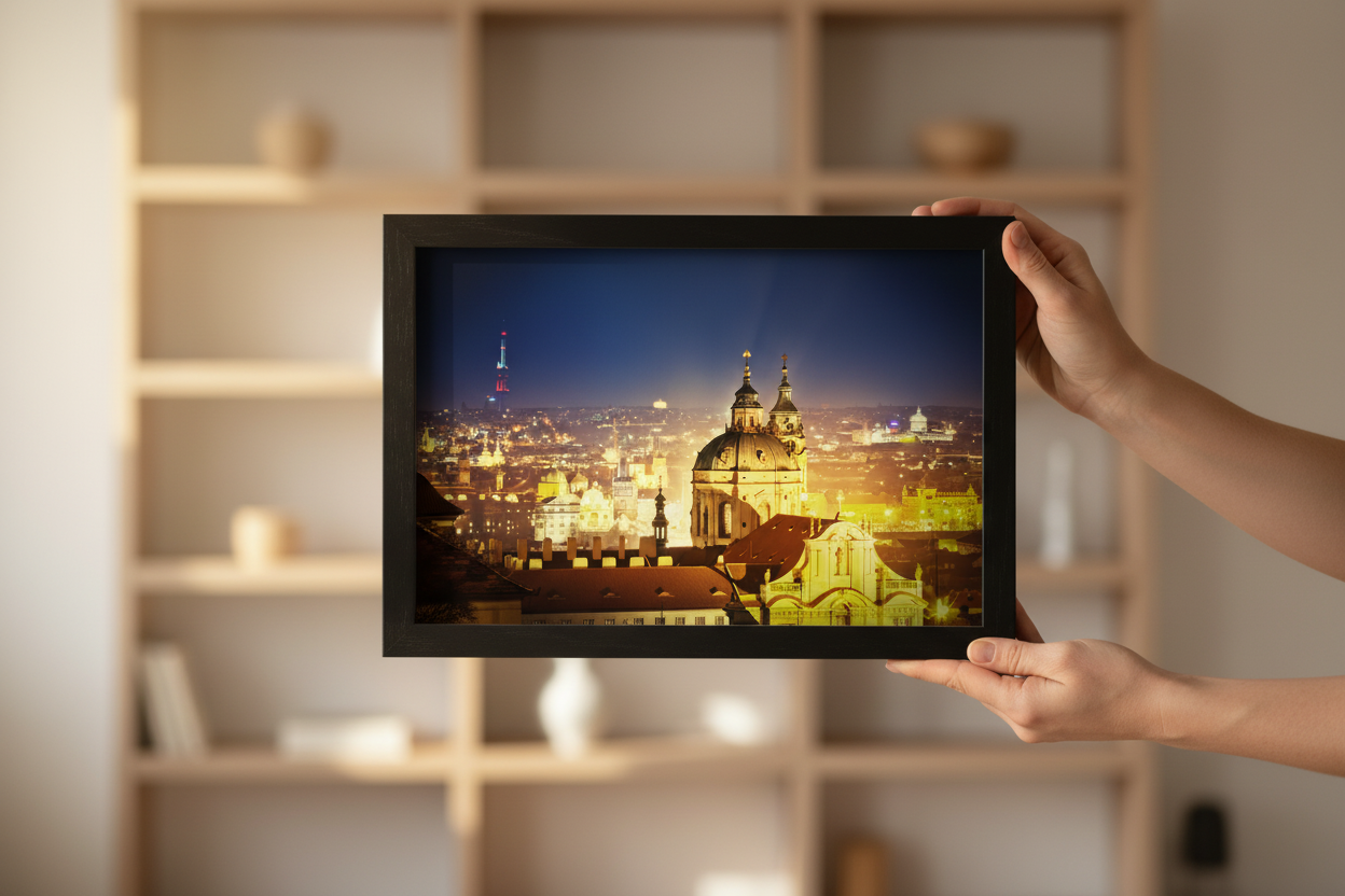 Prague Night Skyline – St. Nicholas Church Fine Art Photography Print
