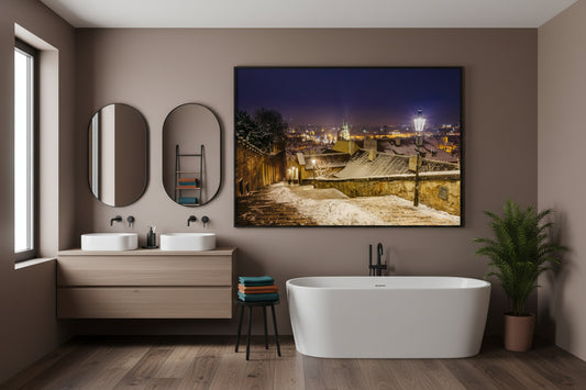 Lesser Town Winter Night, Prague — archival fine art print on museum-grade paper