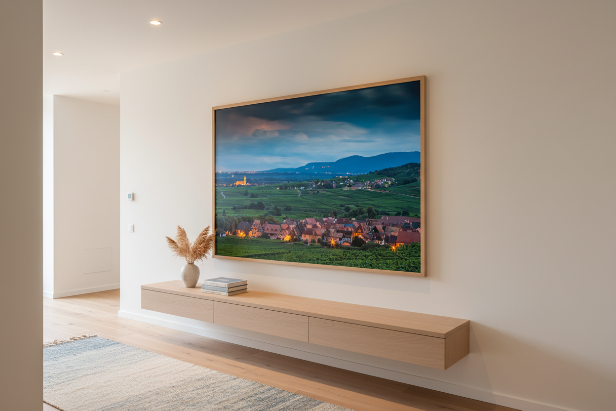 Alsace Vineyards at Dusk, Saint-Hippolyte — Fattrol fine art photography print, framed in interior