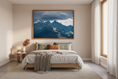 Load image into Gallery viewer, Majestic Alps landscape poster with deep blue tones and forest slopes.
