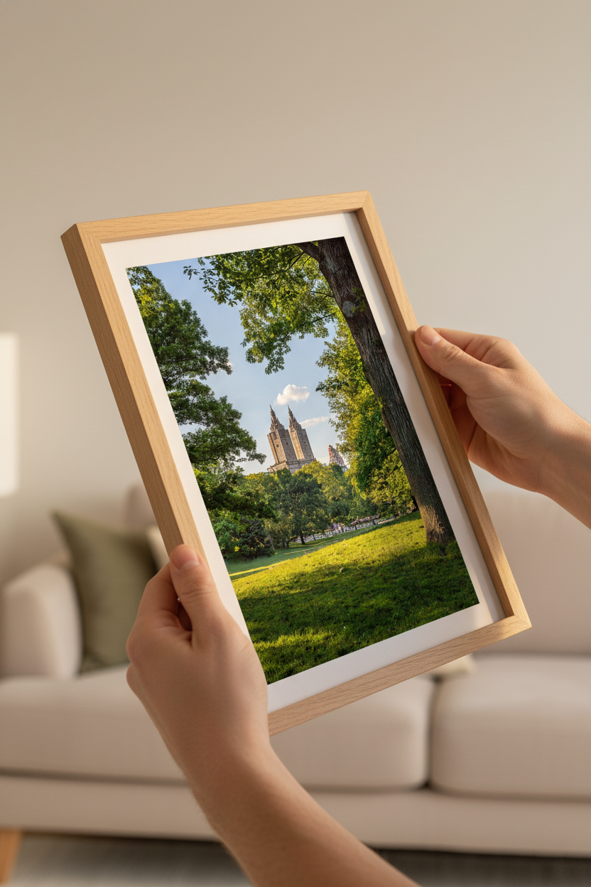 Central Park View, New York — Fattrol fine art photography print, framed in interior