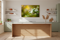Load image into Gallery viewer, Peaceful botanical photo with a honeybee and white blossoms for wall art decor
