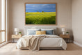 Bild in Galerie-Betrachter laden, Modern bedroom with a large framed picture of a field on the wall.
