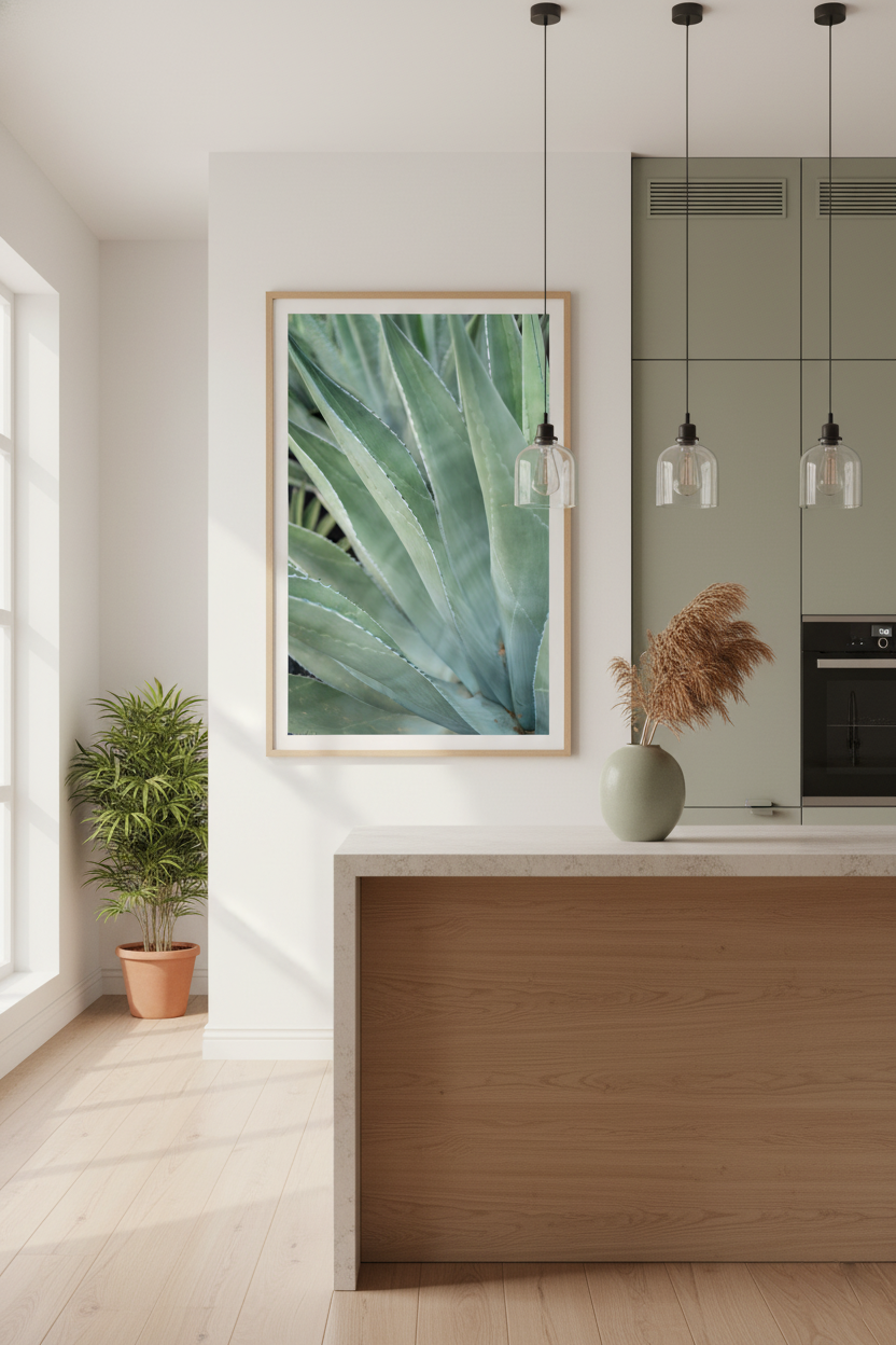 Botanical fine art photo print of desert agave leaves, perfect for eco-style home decoration