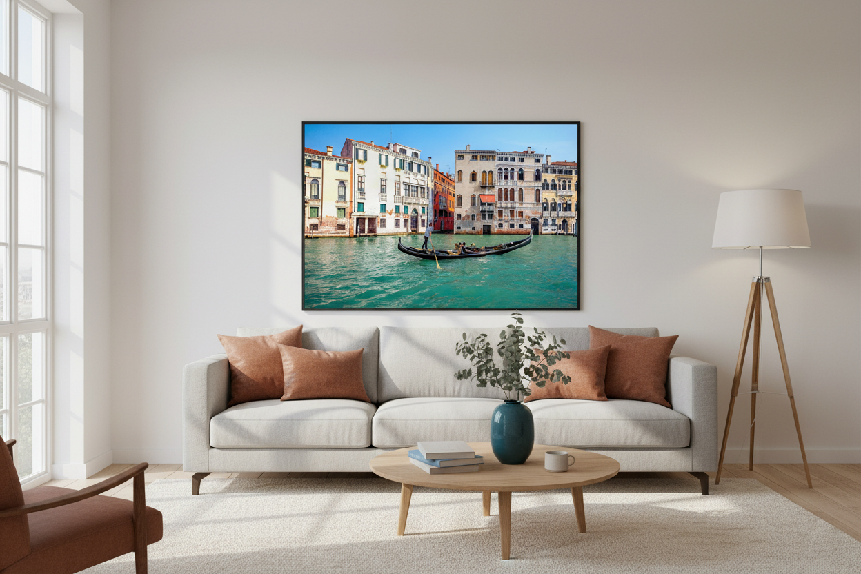 Iconic Venice scene with gondola ride through the historic canals of Italy’s floating city