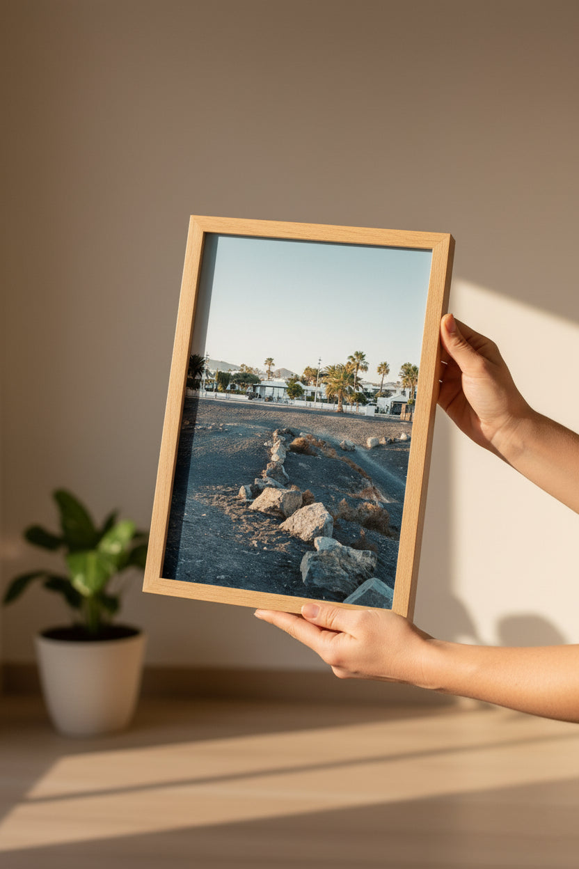 Sunset Village, Lanzarote — Fattrol fine art photography print, framed in interior