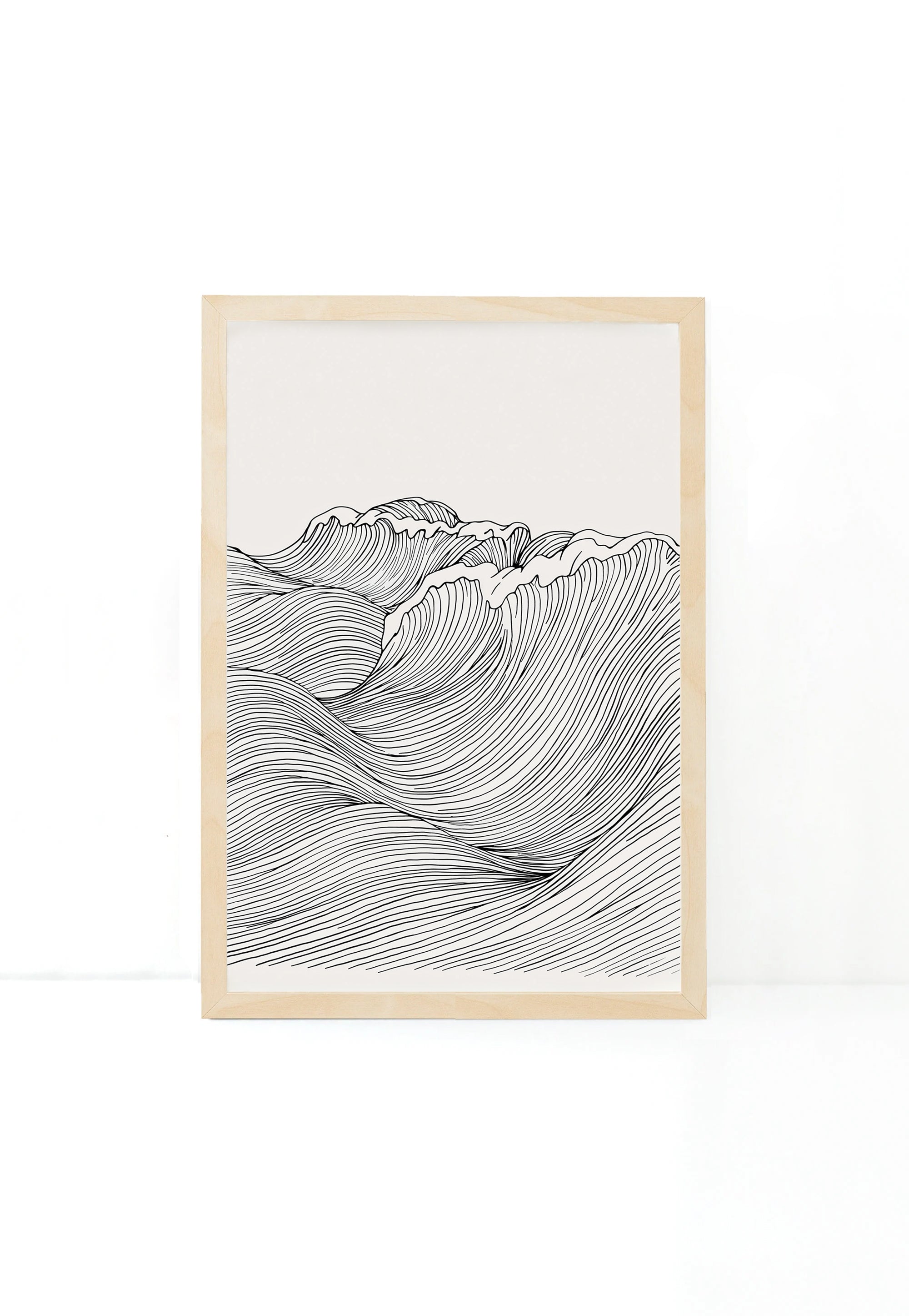 Waves in Line Art – Modern Minimalist Abstract Poster Print